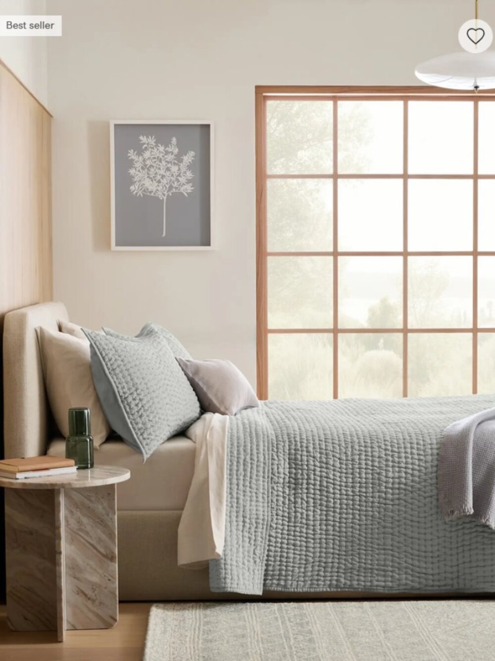 European Linen Cotton Stitch Quilt, King/Cal King, Mist (108in X92in)